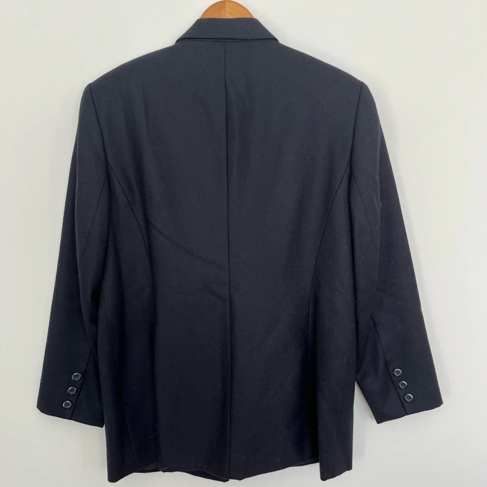 Women’s vintage 100% wool oversized navy blue Blazer size 14 - Picture 4 of 5